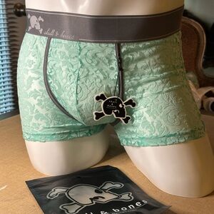 Green Textured Boxer Briefs with Dark Waistband